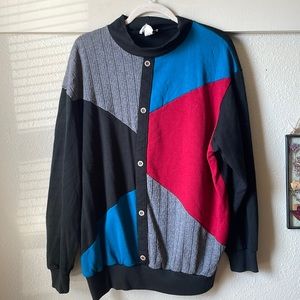 Vintage colorblock 100% acrylic long sleeve sweater pullover